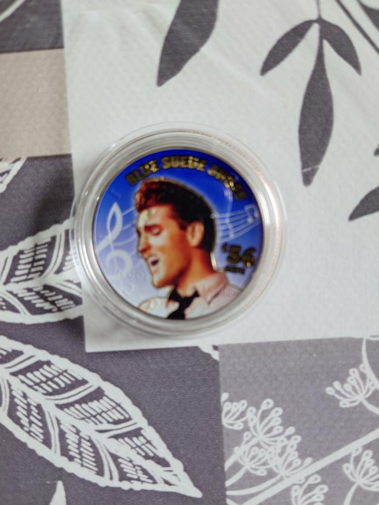 Elvis Presley 'Blue Suede Shoes' herdenkingsmunt, Ophalen of Verzenden, Losse munt, Goud