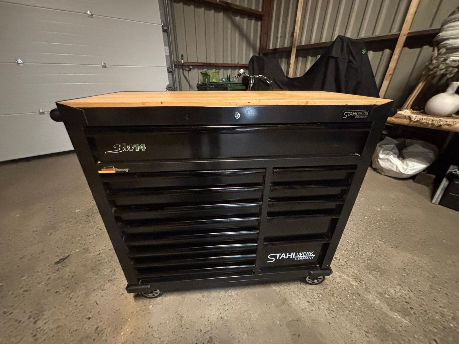 Stahlwerk SW14 Gereedschapswagen met Houten Werkblad, Ophalen, Zo goed als nieuw