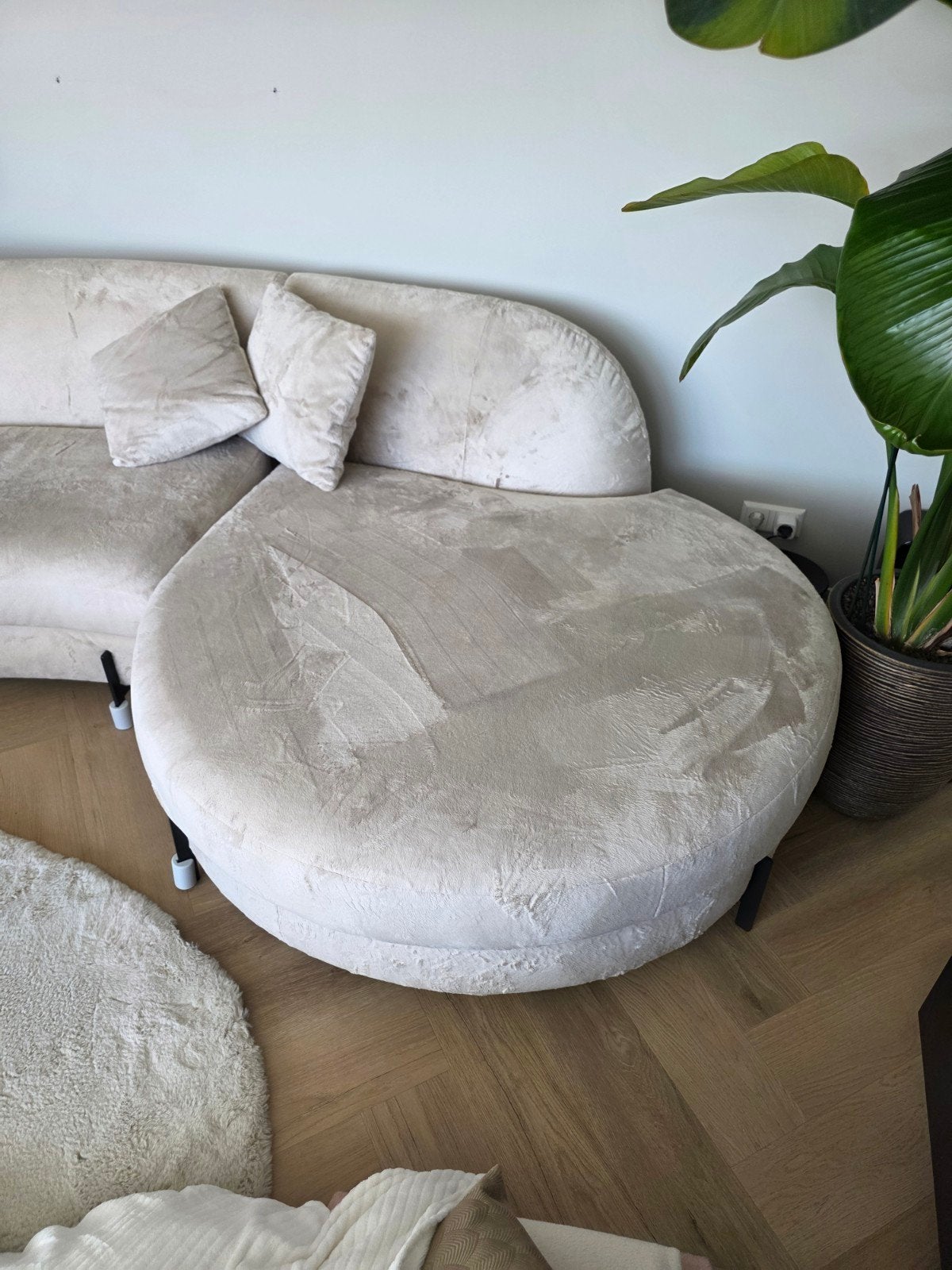 Luxe ronde hoekbank / loungebank Eijerkamp - Crème, Ophalen