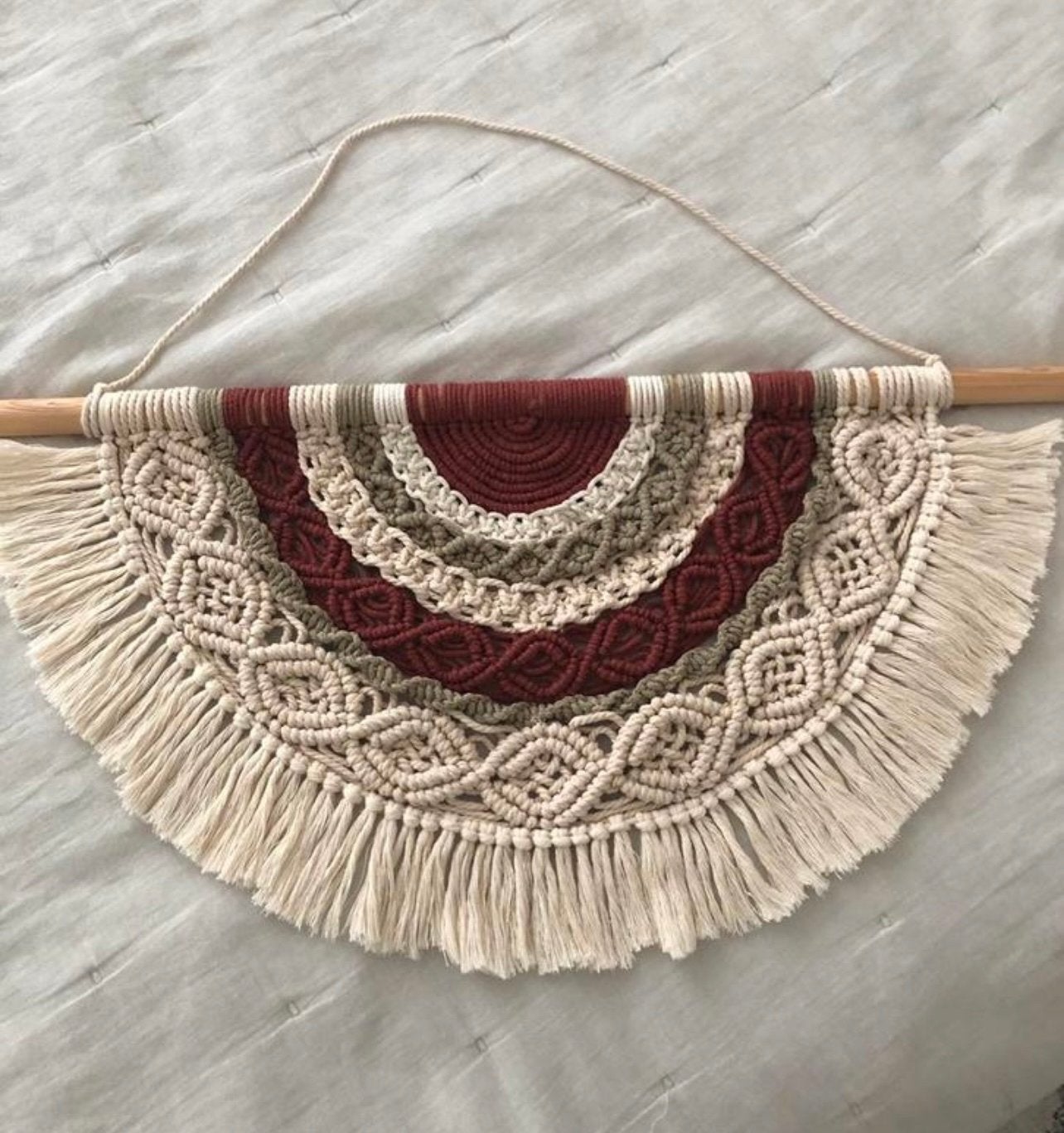 Boho Macramé Wandhanger - Handgemaakt Textiel Kunst, Meerkleurig, Textiel, Ophalen of Verzenden, Zo goed als nieuw