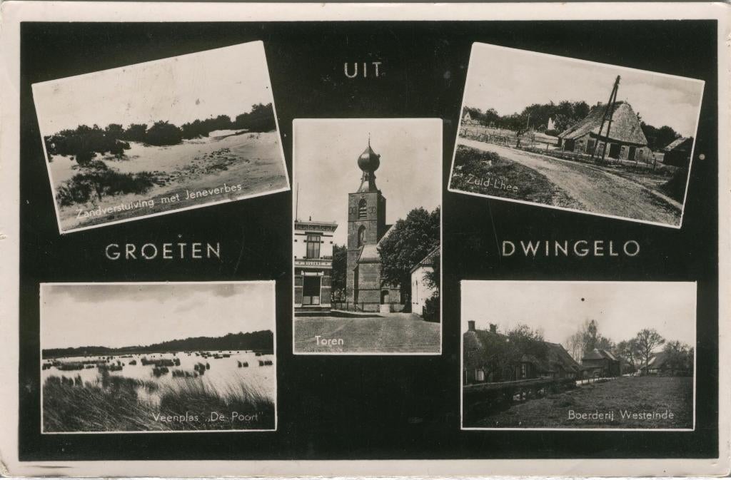 Dwingelo Groeten uit  5 luik, Verzenden, 1920 tot 1940, Gelopen, Drenthe