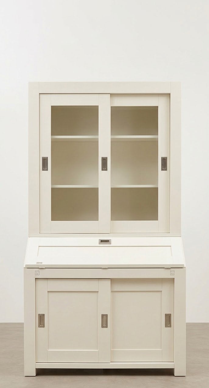 Goossens Secretaire / Buffetkast – Landelijk Wit, Ophalen, 100 tot 150 cm, 200 cm of meer, Met deur(en)