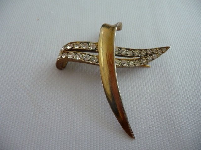 vintage goudkleurige BROCHE, Sieraden, Tassen en Uiterlijk, Antieke sieraden, Ophalen of Verzenden, Overige materialen, Broche
