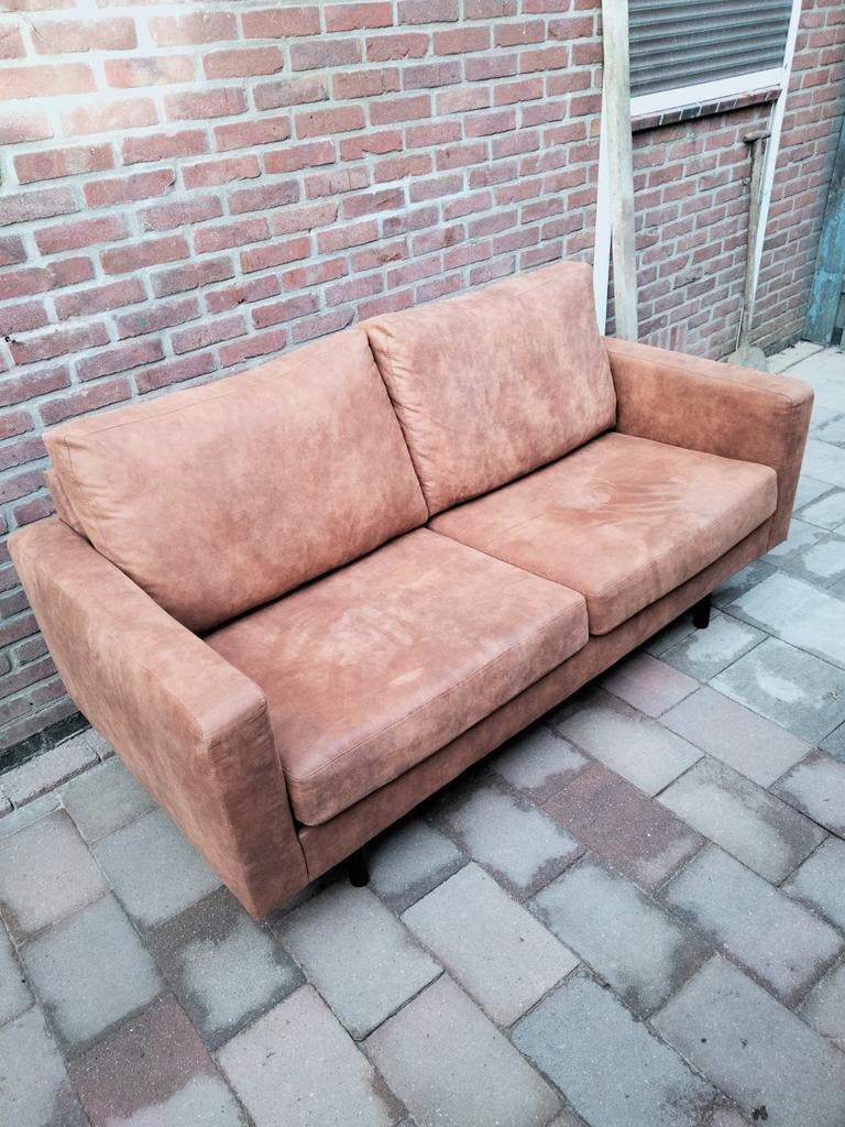 Microleder 3-zits bank en fauteuil set, Huis en Inrichting, Banken | Bankstellen, Gebruikt, Rechte bank, Driepersoons, 200 tot 250 cm