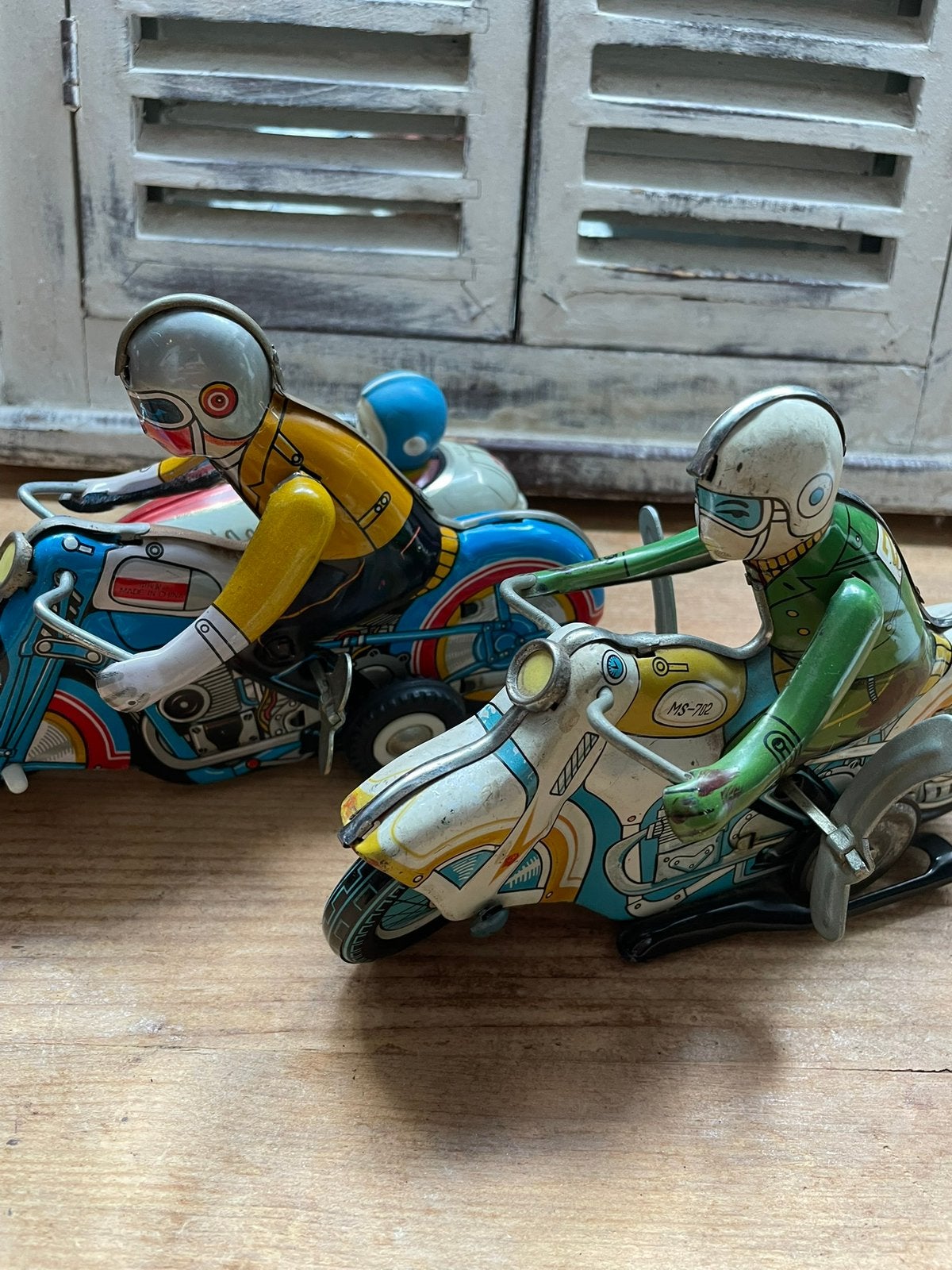 Set van twee vintage opwindbare motorfietsen, Ophalen of Verzenden, Gebruikt