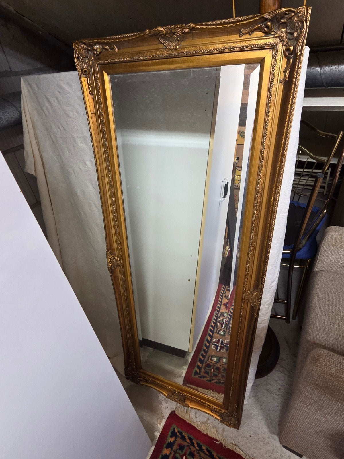 Goudkleurige barok stijlspiegel, Antiek en Kunst, Ophalen, Rechthoekig, Minder dan 50 cm