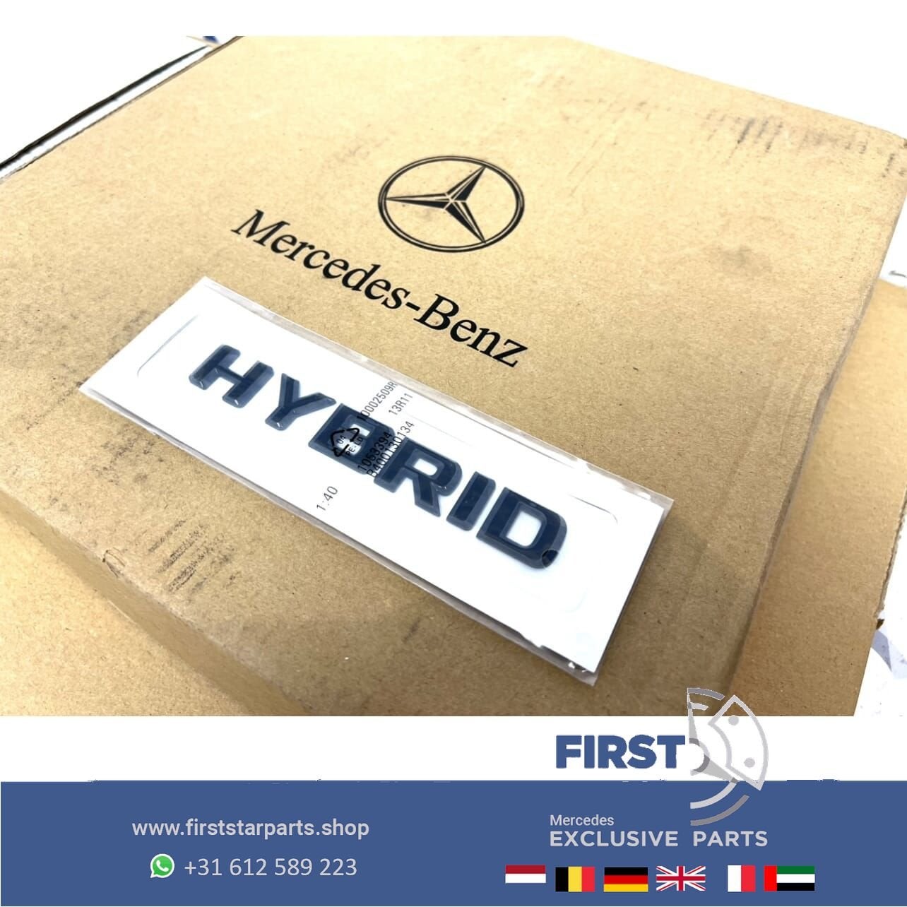 Mercedes HYBRID ACHTERKLEP BADGE origineel Mercedes HYBRIDE, Gebruikt, -, Ophalen of Verzenden, Achter