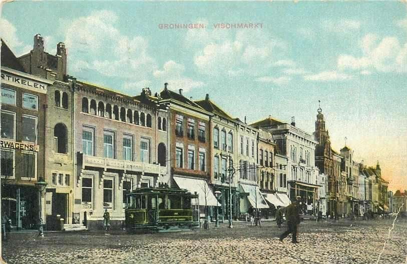 377-365-007 Groningen Vischmarkt - Tram, Verzenden, Voor 1920, Groningen