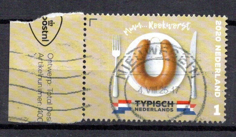gestempelde zegel. Jaar 2020: typisch Nederland met tab, Ophalen of Verzenden, Na 1940, Gestempeld