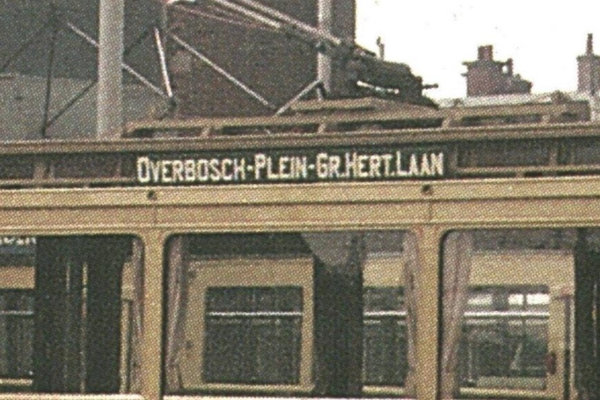805306	Tram	Den Haag 1975 HTM Motorwagen 164 aanhangwagen, Ophalen of Verzenden, Gebruikt, Tram, Kaart of Prent