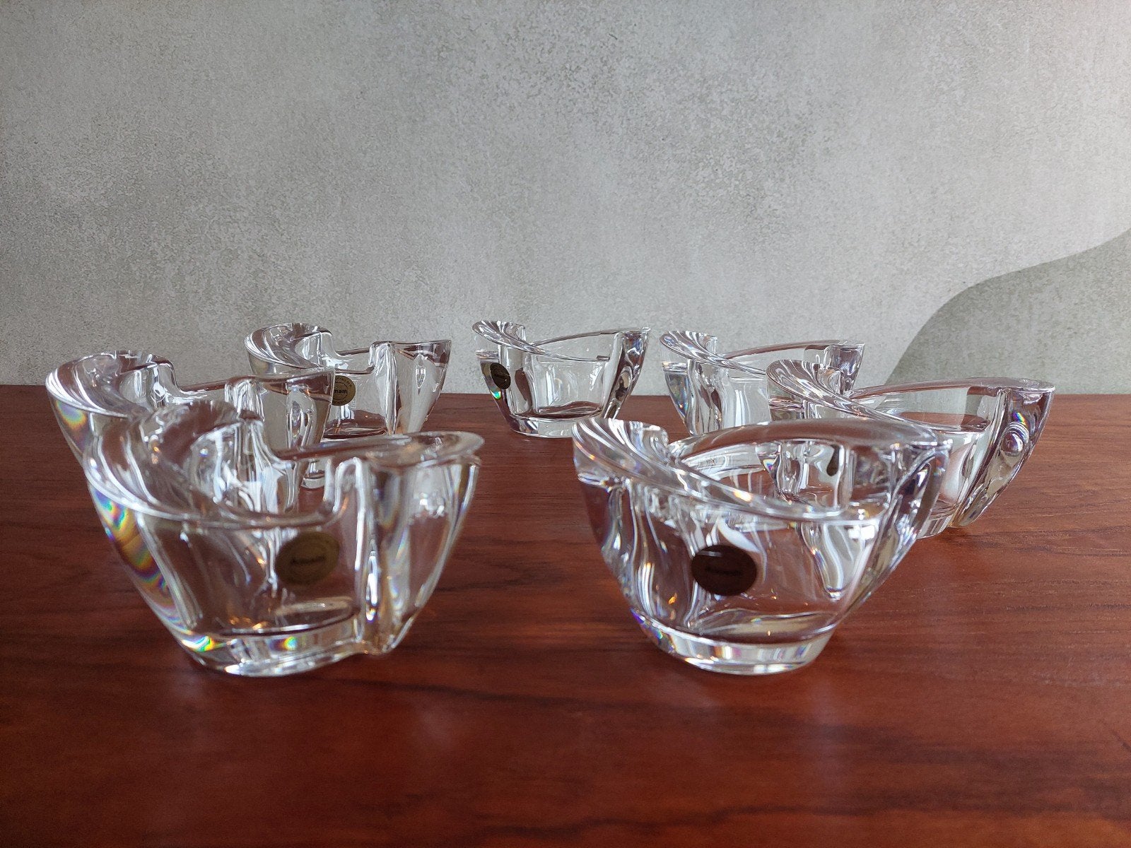 7 Amalfi Wave waxinelichthouders 24% loidkristal € 5,00 p/s, Antiek en Kunst, Antiek | Glas en Kristal, Ophalen of Verzenden