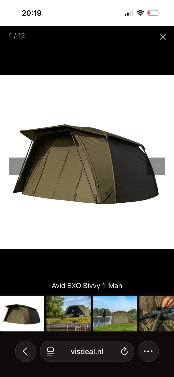 AVID EXO 1 MAN BIVVY HEEFT 1X WATERKANT GEZIEN, Ophalen of Verzenden, Zo goed als nieuw, Overige typen