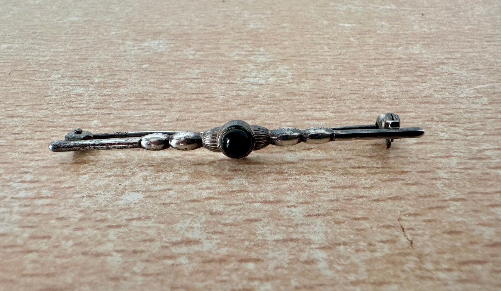 Art deco zilveren broche met onyx, Ophalen of Verzenden, Zilver