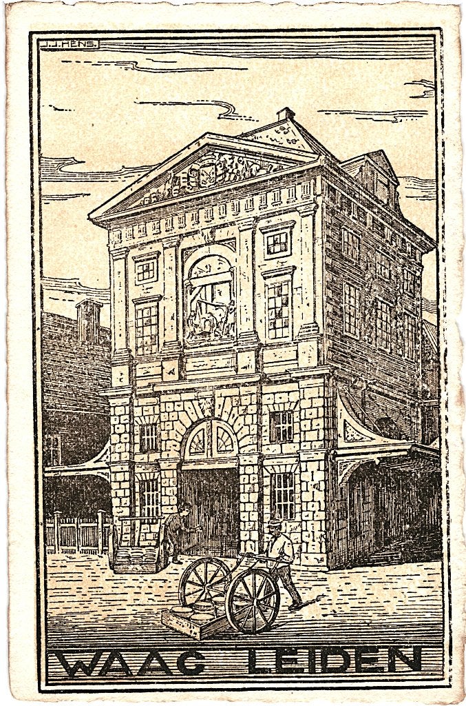 936215 Leiden Waag J J Hens Nette oude kaart Onbeschreven