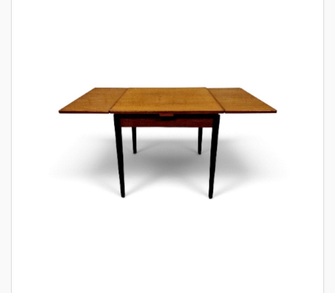 vintage vierkante eettafel uitschuifbare tafel cafe tafel, Ophalen of Verzenden