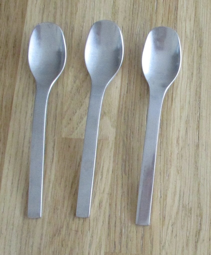 4 Bodum koffielepels dessertlepels ijslepels theelepels, Ophalen of Verzenden, Zo goed als nieuw, Rvs of Chroom