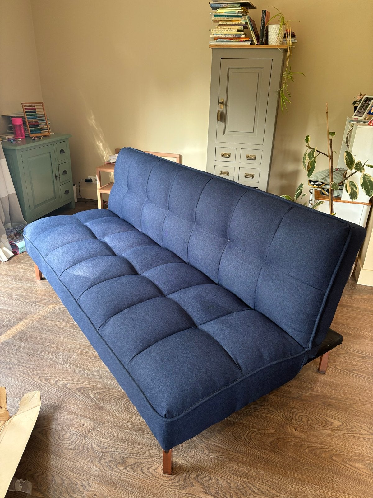Compacte slaapbank, Ophalen, Gebruikt, Blauw, 190 cm of minder