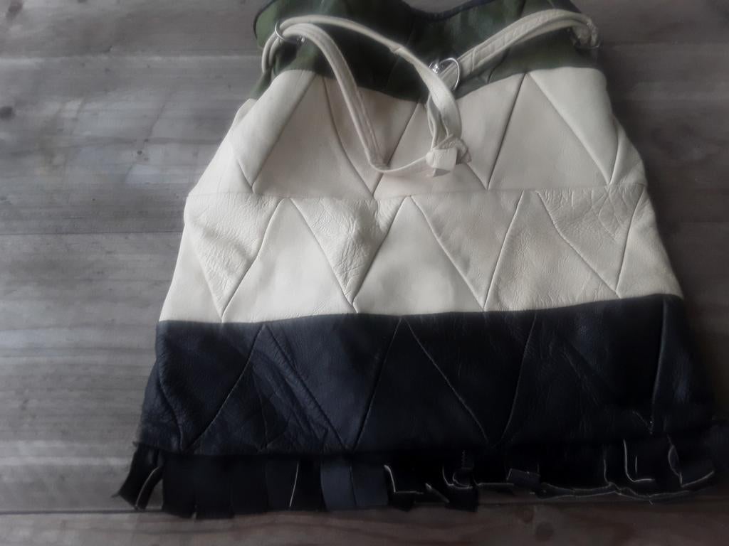 Retro patchwork shopper sixties superzacht kwaliiteitsleer, Ophalen of Verzenden