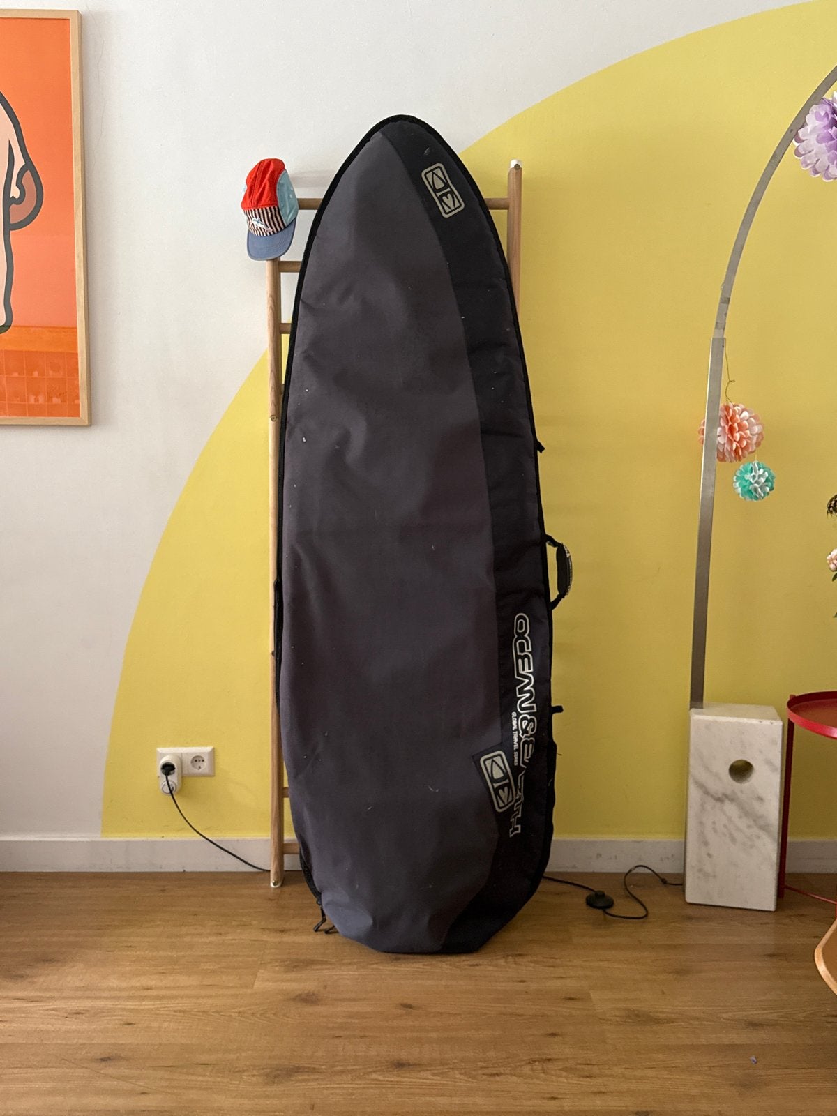 NSP 6'4" Surfboard met draagtas en vinnen, Watersport en Boten, Golfsurfen, Ophalen, Gebruikt, Fish, Met koord