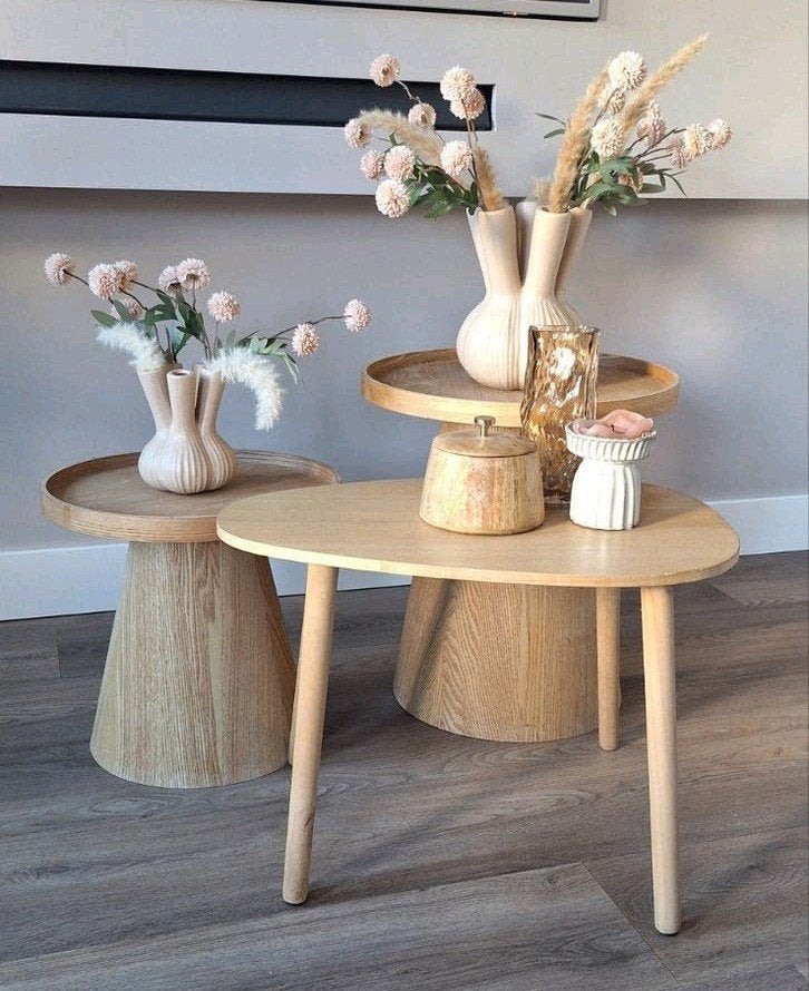 Set van 3 houten bijzettafels - Xenos, Ophalen, Minder dan 45 cm, Gebruikt, Modern, Scandinavisch