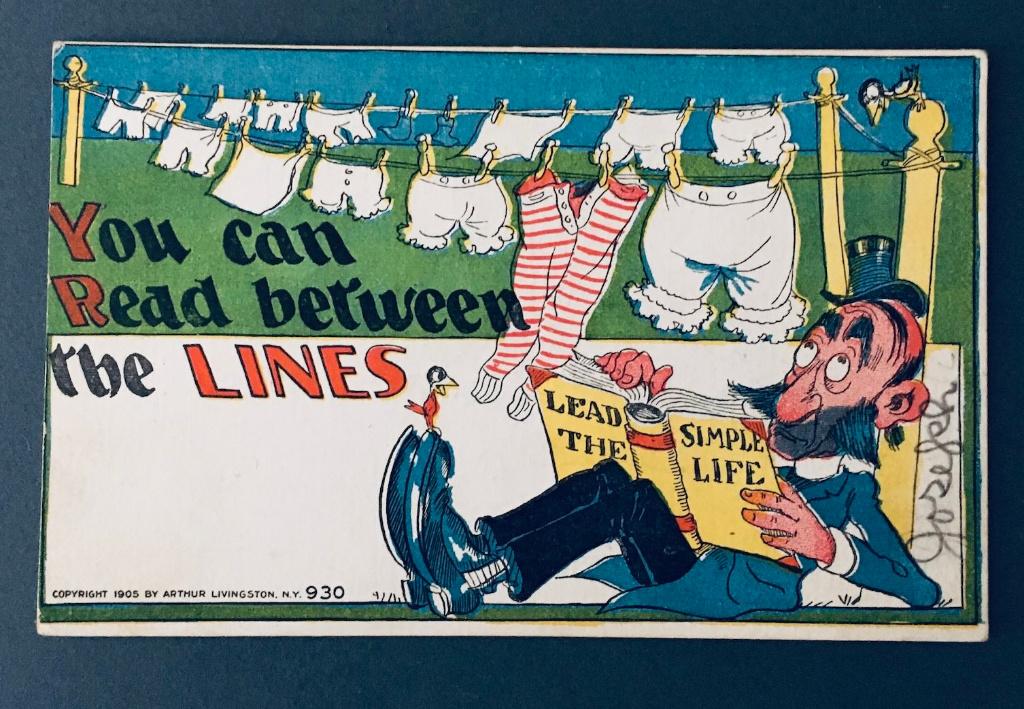 Prentbriefkaart: Man leest boek. Arthur Livingston N.Y, Ophalen of Verzenden, Voor 1920, Ongelopen, Overige thema's