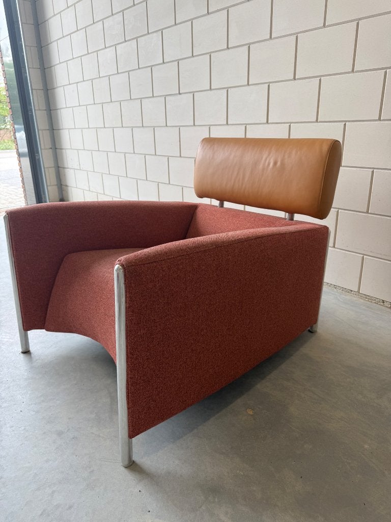 Leolux Oblomov fauteuil met voetenbank, Huis en Inrichting, Fauteuils, Ophalen, Gebruikt, 75 tot 100 cm, Leer