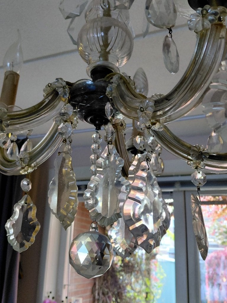 Maria theresia kroonluchter, Overige fittingen, Antiek, Ophalen, Glas