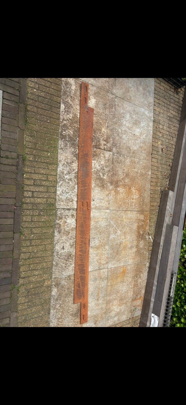 5 st cortenstaal kantopsluiting 2300x150x2 mm grondpennen., Tuin en Terras, Schuttingen, Ophalen, Kunststof, 1 tot 2 meter, Minder dan 3 meter