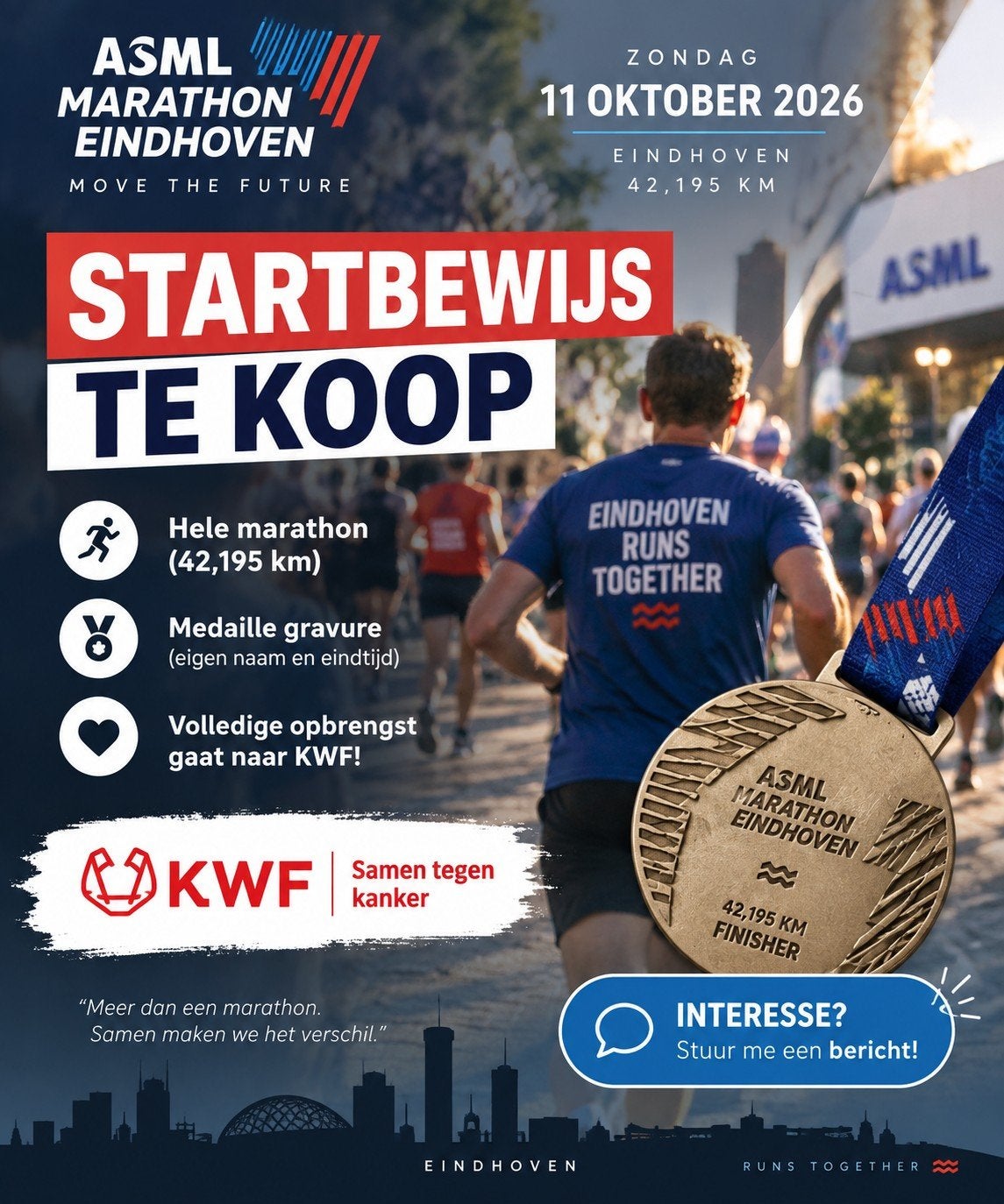 Startbewijs Marathon (42km) Eindhoven, Eén persoon