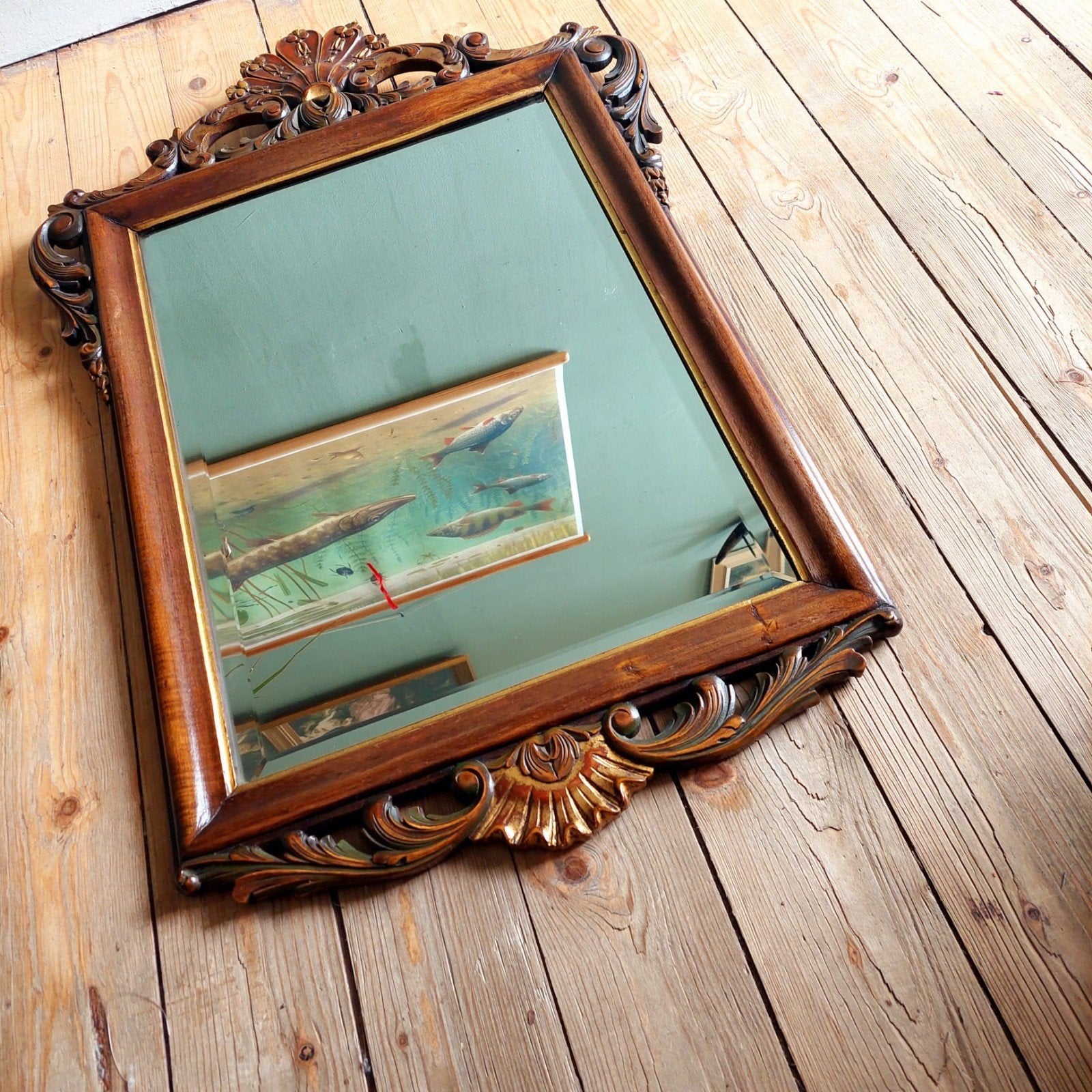 Lucky Vintage Franse antieke barok spiegel, Ophalen, Rechthoekig