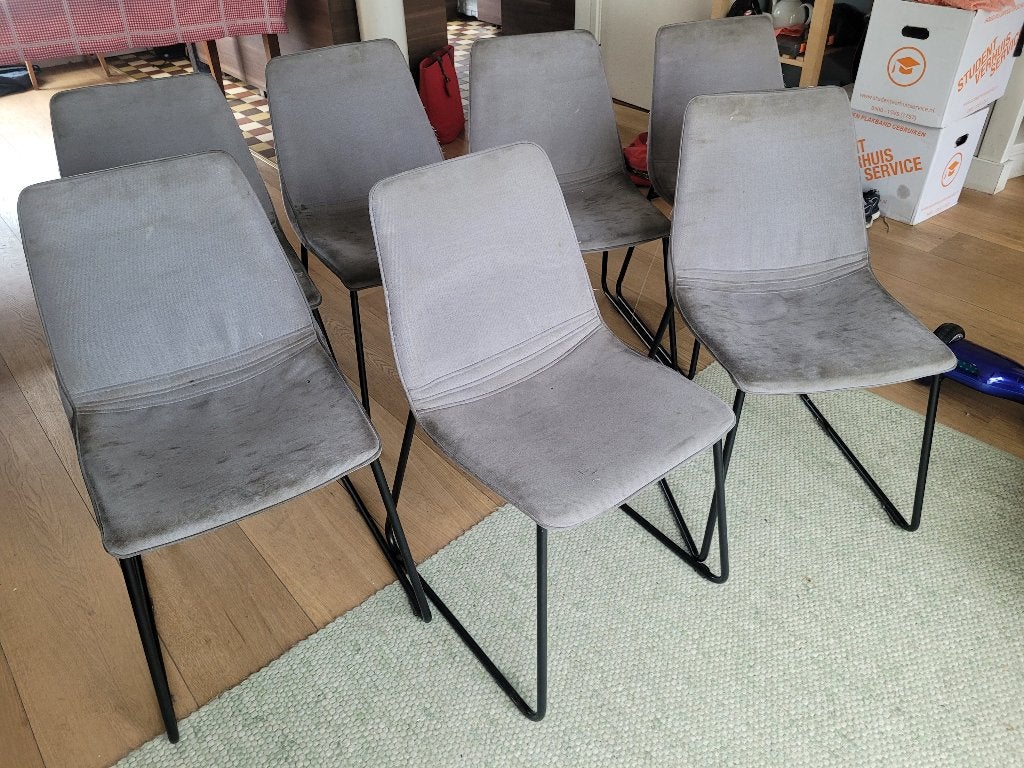 stoelen, Ophalen, Gebruikt, Stof, Grijs
