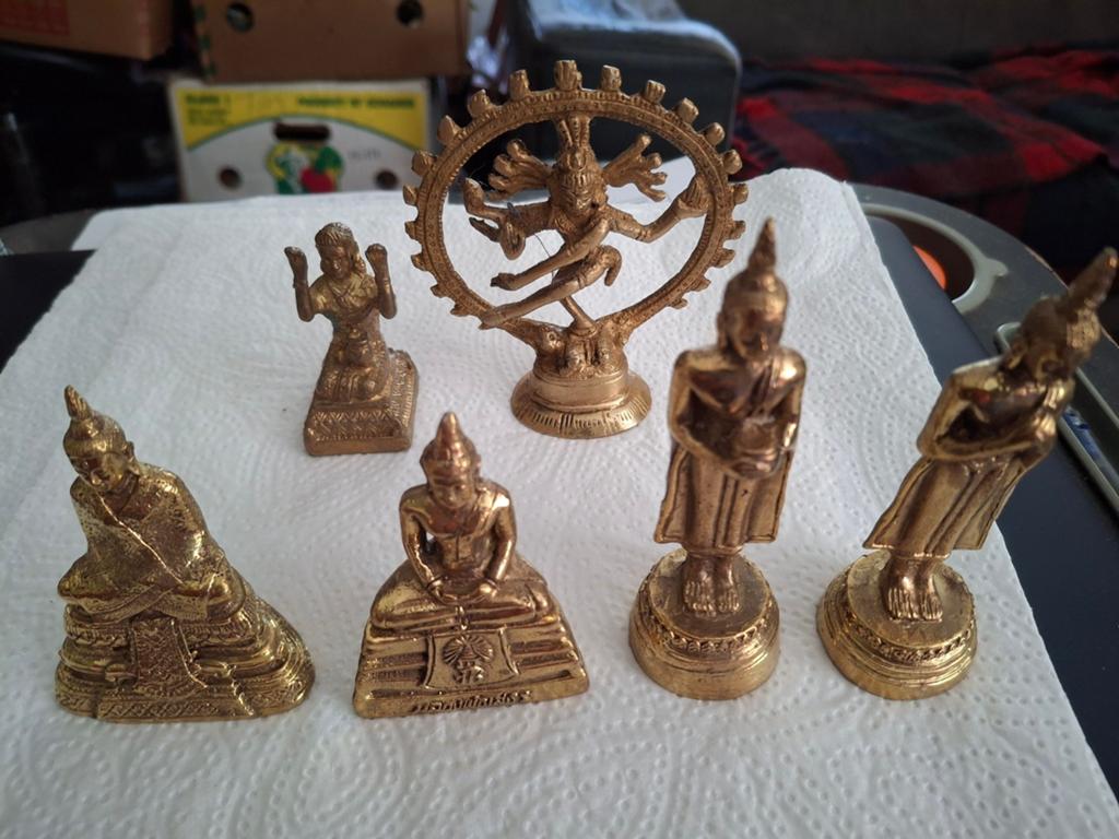 Set van 6 Boeddha en Shiva beeldjes - Religieuze decoratie, Minder dan 20 cm, Ophalen of Verzenden, Handgemaakt, Overige materialen