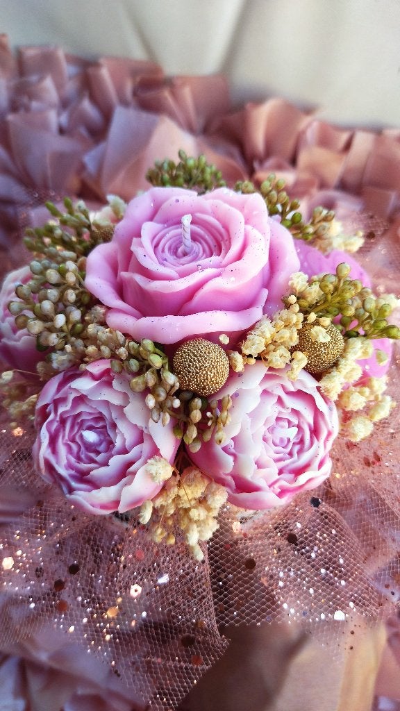 Sojawas bloemen boeket, Roze, Overige materialen, Nieuw, Ophalen of Verzenden