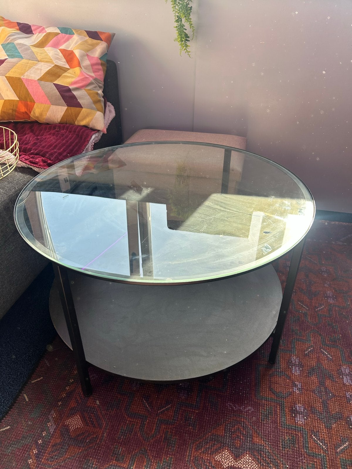 IKEA VITTSJÖ Salontafel met glazen en houten blad - 44x75cm, Huis en Inrichting, Tafels | Salontafels, Ophalen, 50 tot 100 cm