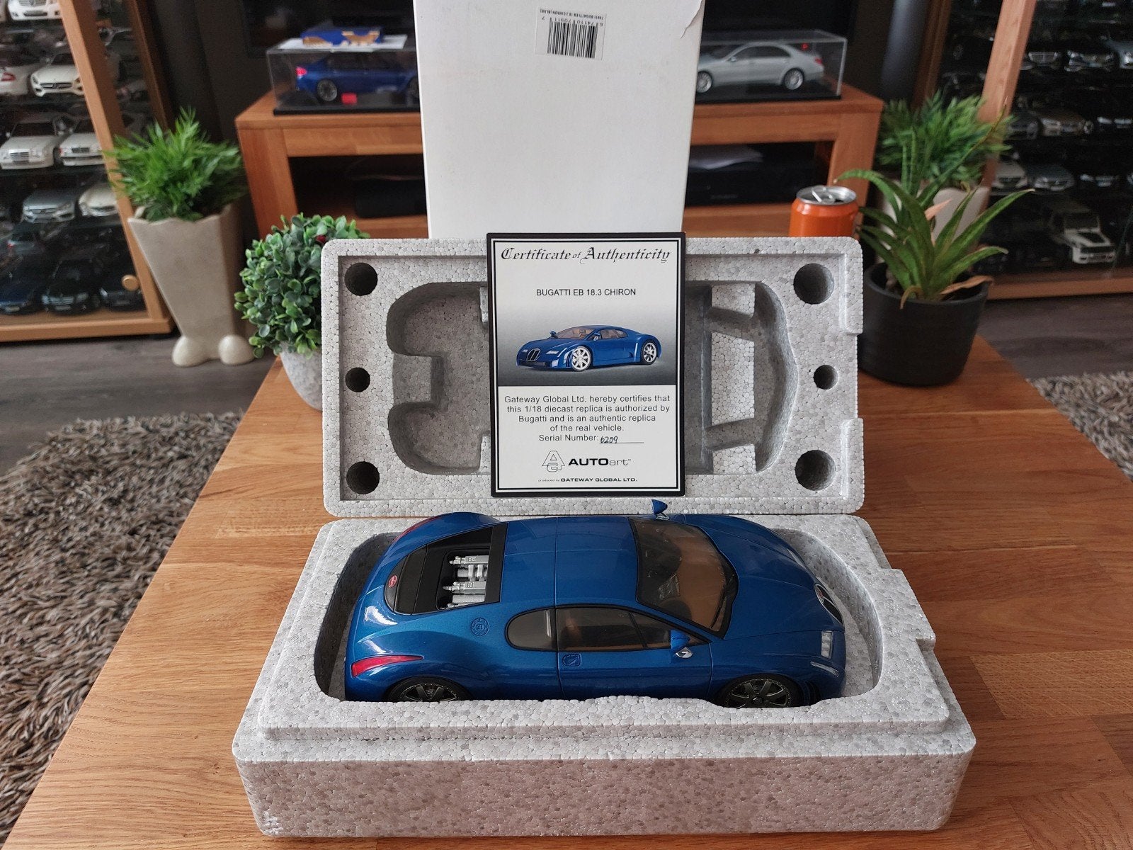 Autoart 70911 1/18 Bugatti EB 18.3 Chiron Blue, Hobby en Vrije tijd, Ophalen of Verzenden, Zo goed als nieuw, Auto, Autoart