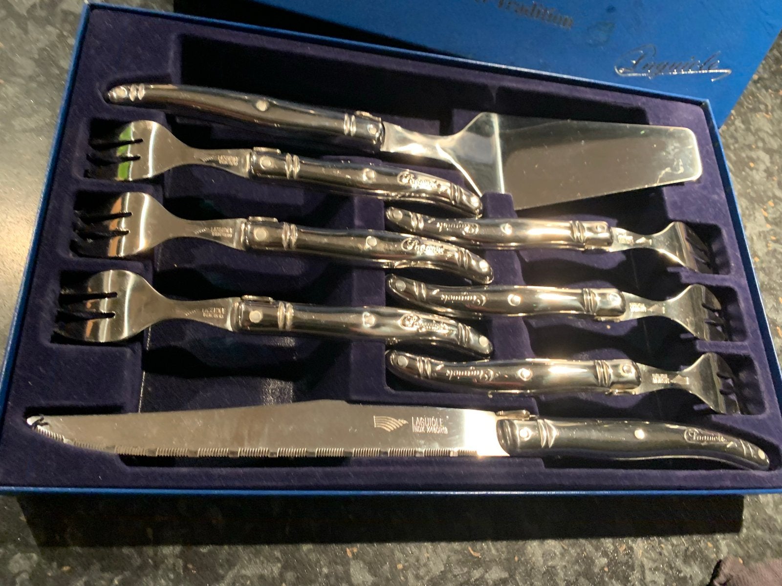 Laguiole Franse Luxe Bestekset taartset - 8-delig, Gebruikt, Bestekset, Laguiole, Ophalen of Verzenden