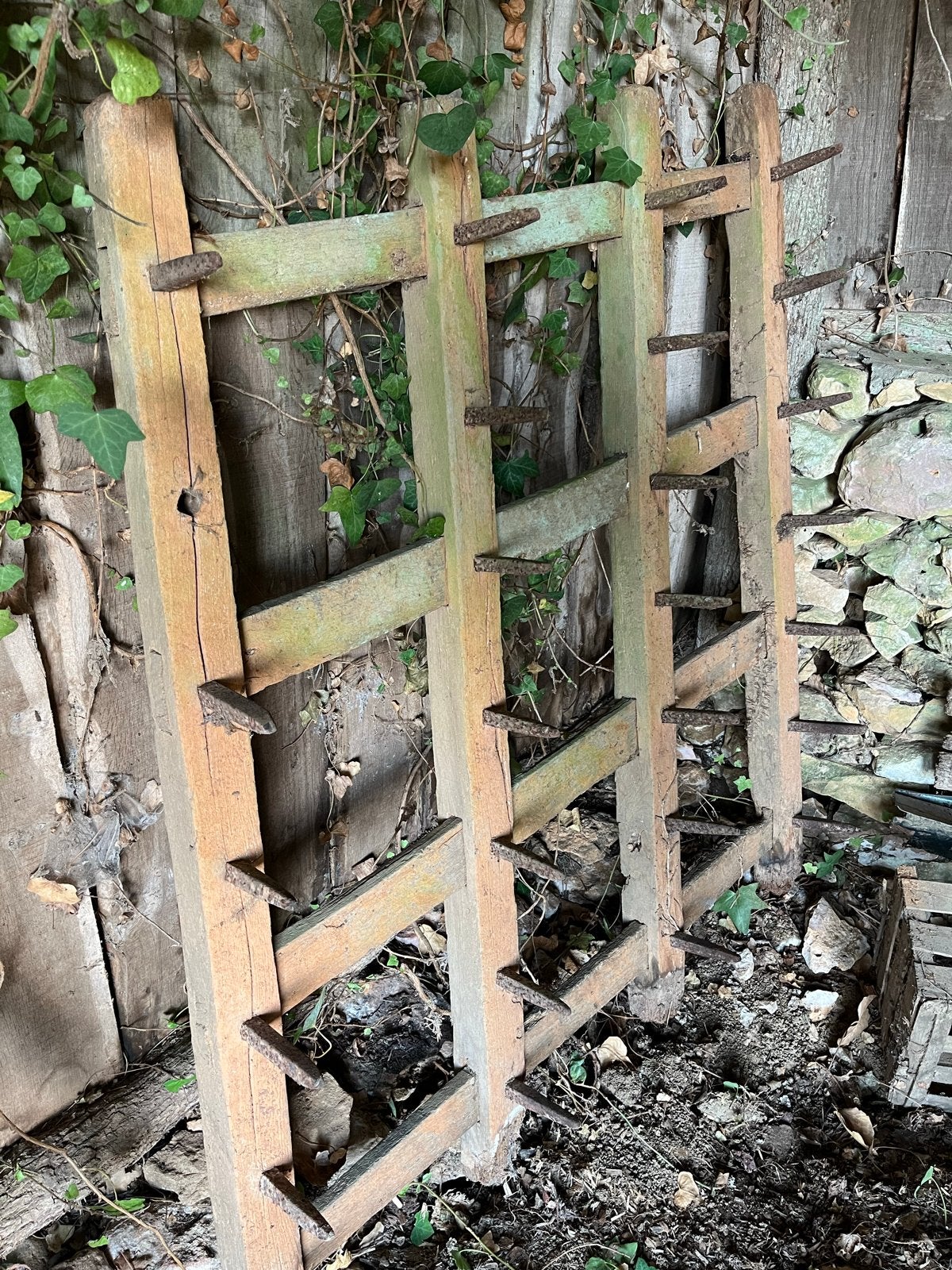 Oude ploeg met metalen pinnen, Ophalen