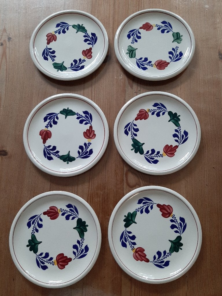 BOERENBONT BOCH - 6 GEBAKBORDJES - DIA 17,5 CM, Overige merken, Landelijk/Boerenbont, Ophalen of Verzenden, Zo goed als nieuw