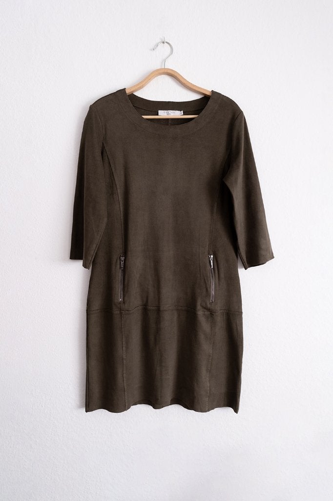 Faux Suède Jurk Costes Maat M, Maat 38/40 (M), Bruin, Ophalen of Verzenden, Zo goed als nieuw