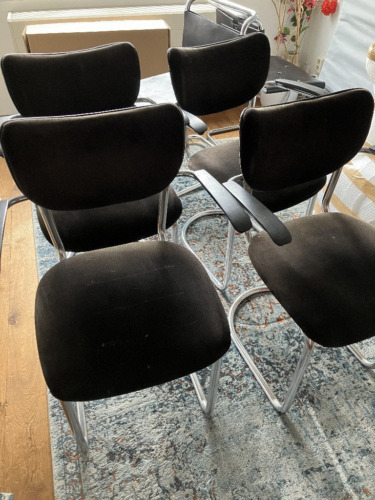 De Wit 3011 buisframe stoel (4 stuks), Ophalen, Gebruikt, Zwart, Vier