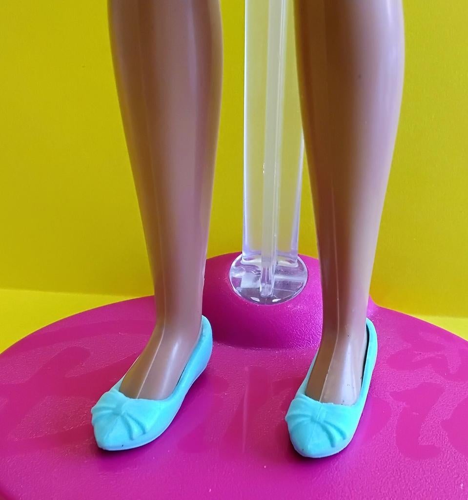Vintage Barbie Skipper Schoenen/Schoentjes Turquoise Strik, Verzenden, Gebruikt, Kleertjes
