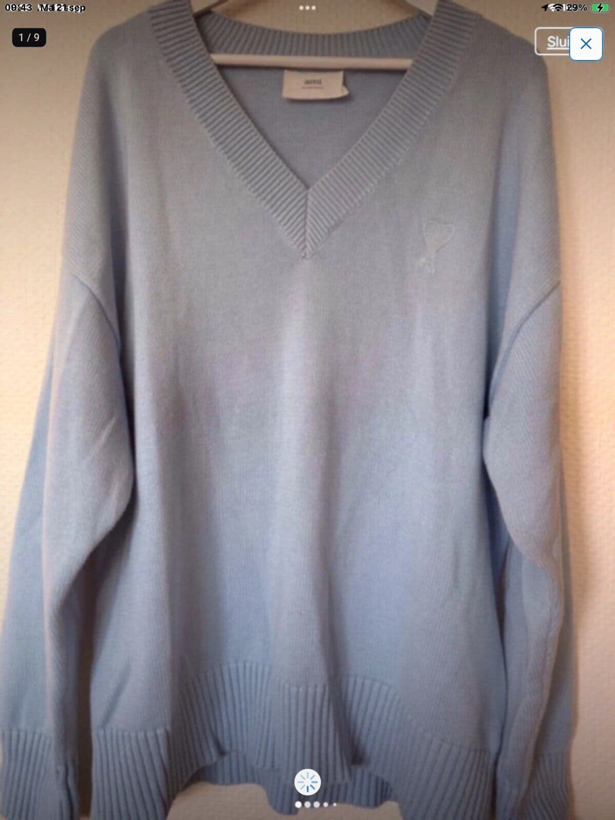Ami Paris Lichtblauwe Trui Maat XL, Kleding | Heren, Verzenden, Zo goed als nieuw, Blauw, Trui of Vest