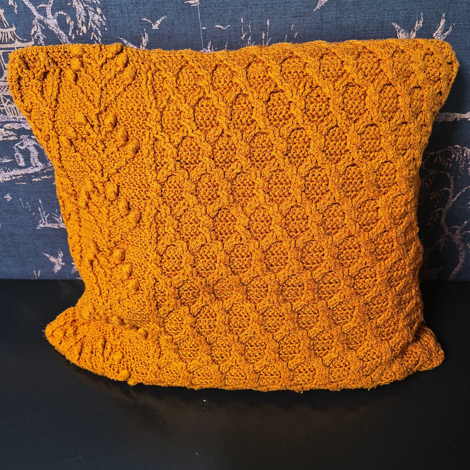 Okergeel Zelfgehaakt Sierkussen 50x50 cm met Ritssluiting, Ophalen, Geel, Vierkant, Nieuw