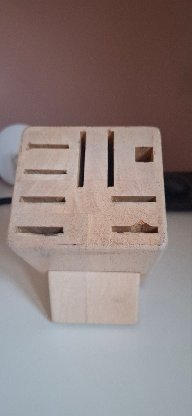 Houten messenblok voor 8 messen + aanzetstaal, Beige, Hout, Ophalen of Verzenden, Overige typen