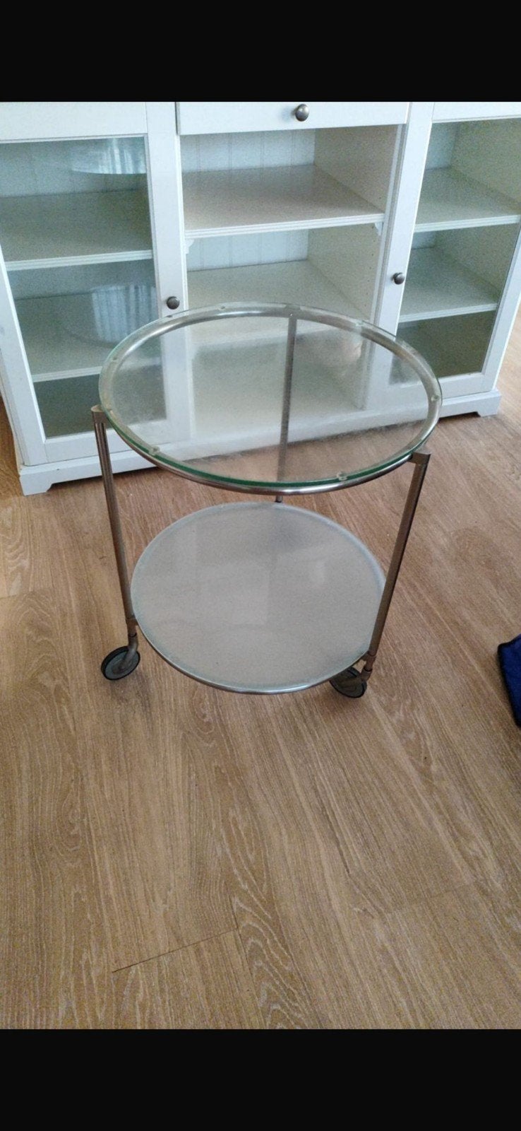 Vintage IKEA STRIND bijzettafel – Glazen trolley op wielen, Minder dan 55 cm, Gebruikt, Vintage, Glas