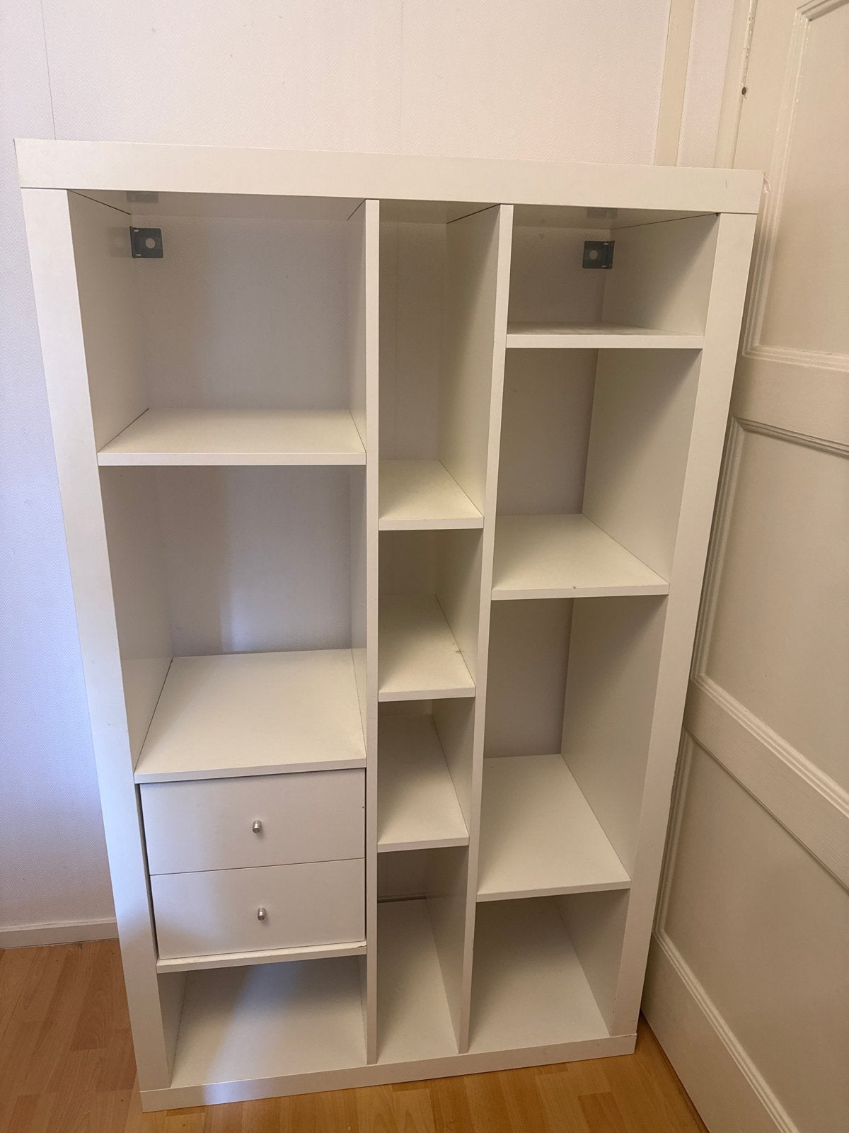 Witte boekenkast met lades en planken, Ophalen, Gebruikt, 100 tot 150 cm, 50 tot 100 cm