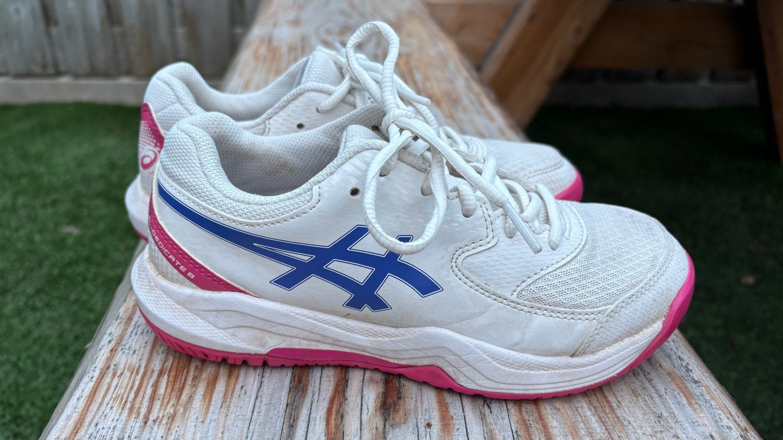 Asics Gel-Dedicate 8 tennisschoenen, maat 36. Wit/roze, Overige merken, Gebruikt, L00, Schoenen