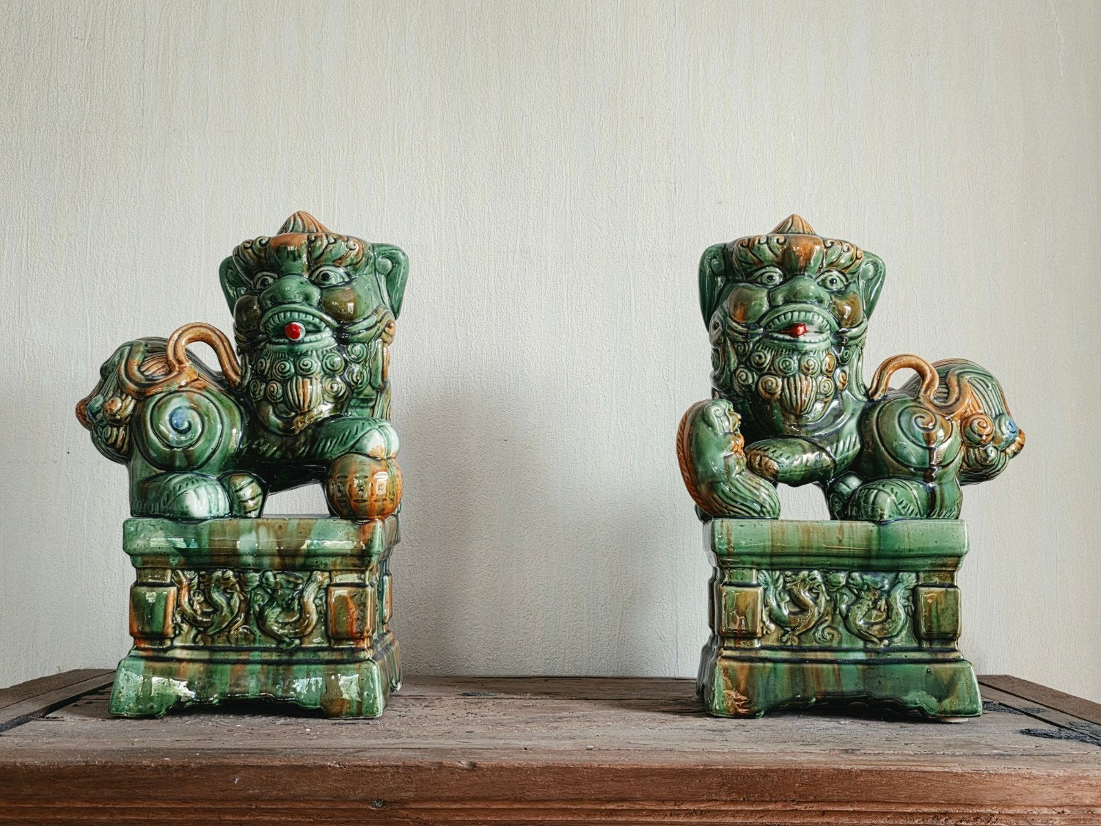 Feng Shui 2 beelden Chinese Foo Dogs Tang Sancai, Ophalen