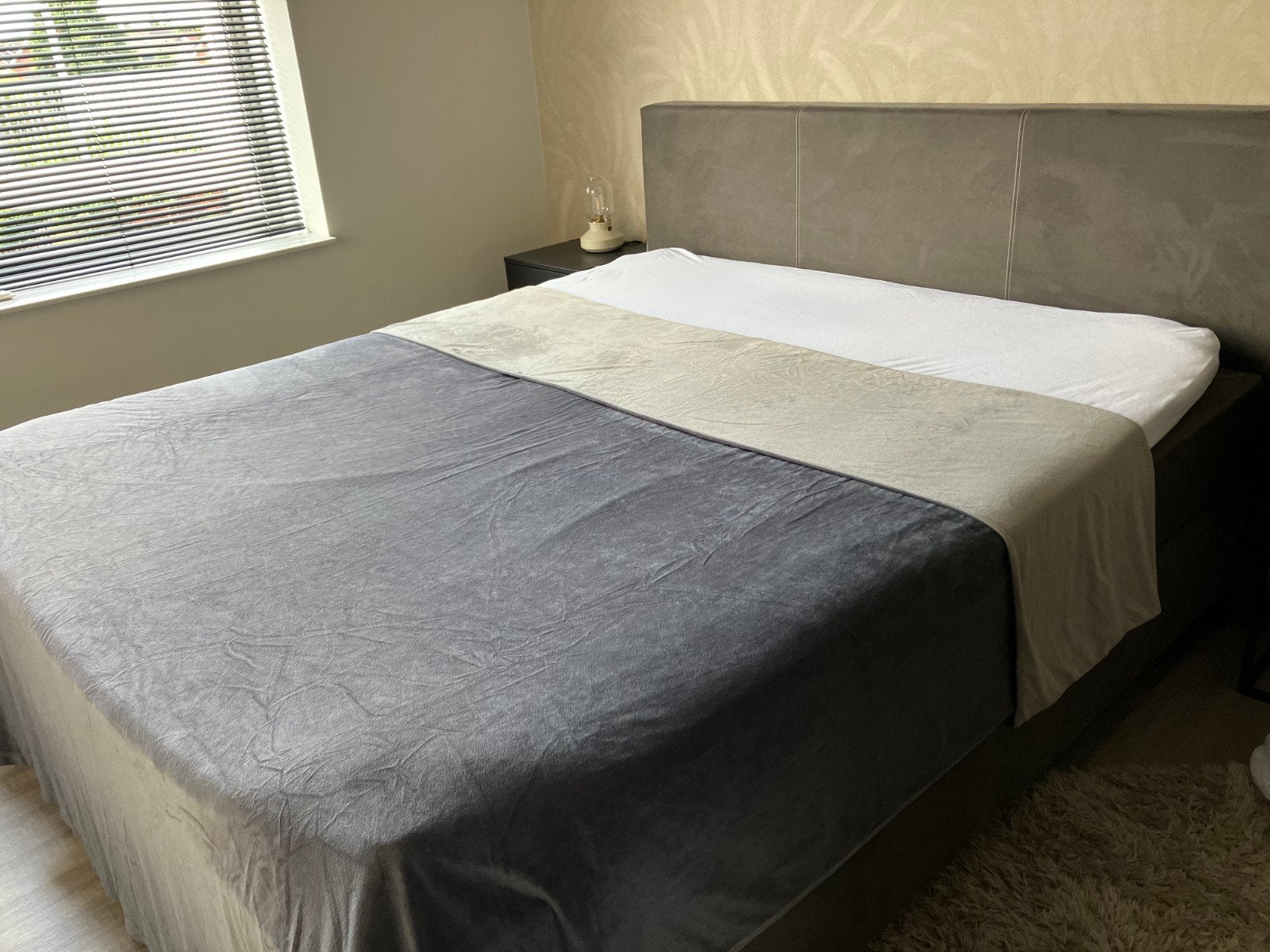 Optidee Optipluche Dekbedovertrek 240x220 met 3 kussenslopen, Ophalen, Gebruikt, Lits-jumeaux, Beddengoedset