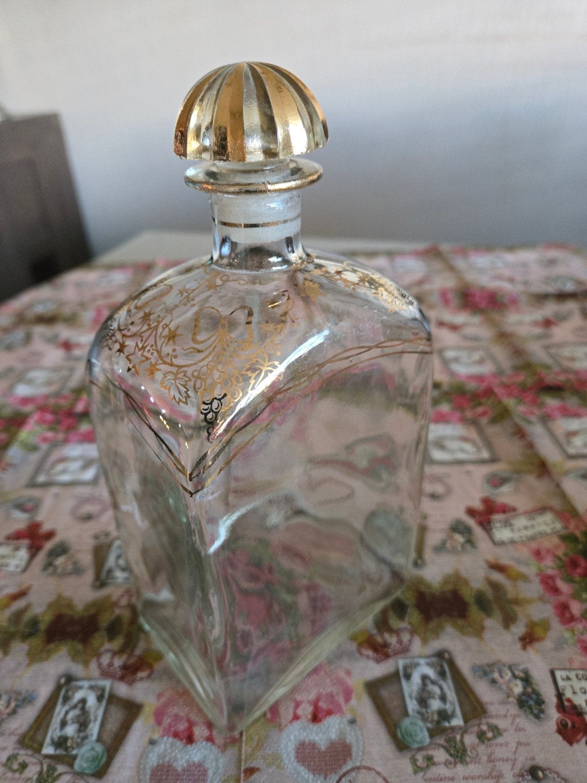 Vintage Spaanse likeurfles - Jerez, met gouden decoratie, Ophalen